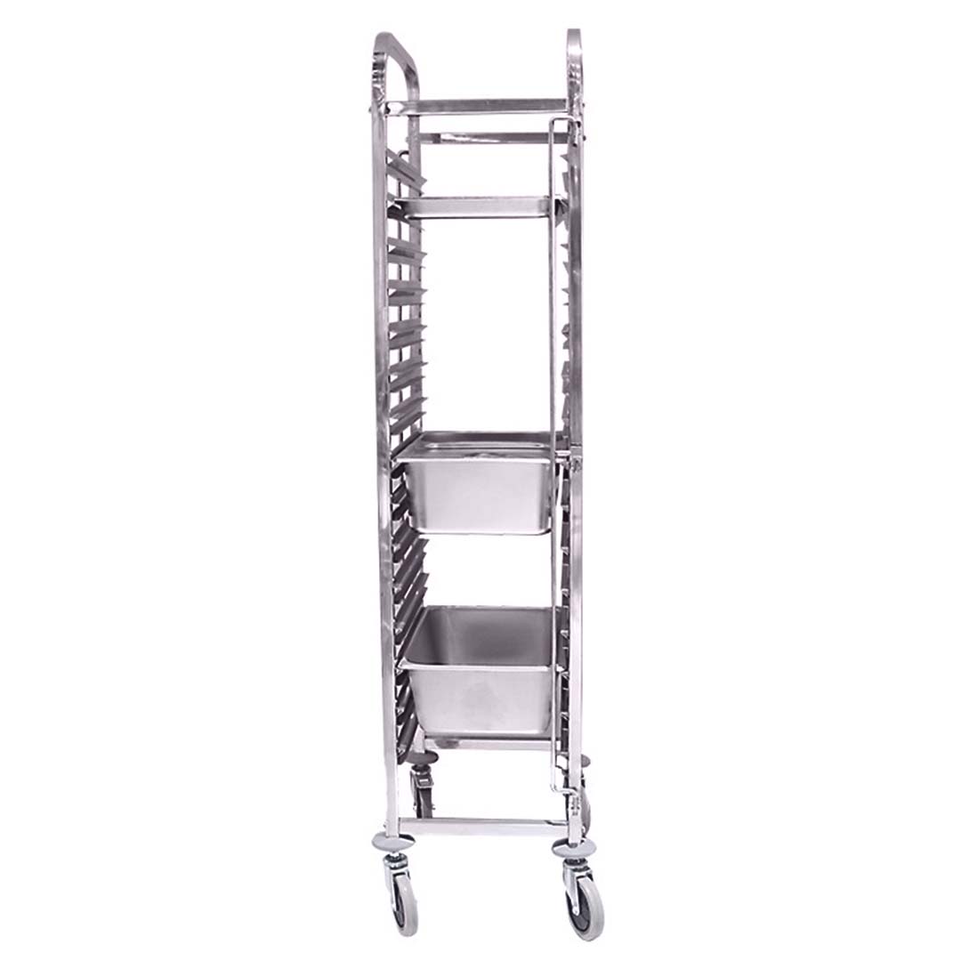 NNEAGS 2X Trolley 16 Tier Stainless Steel Bakery Trolley Suits GN 1/1 Pans
