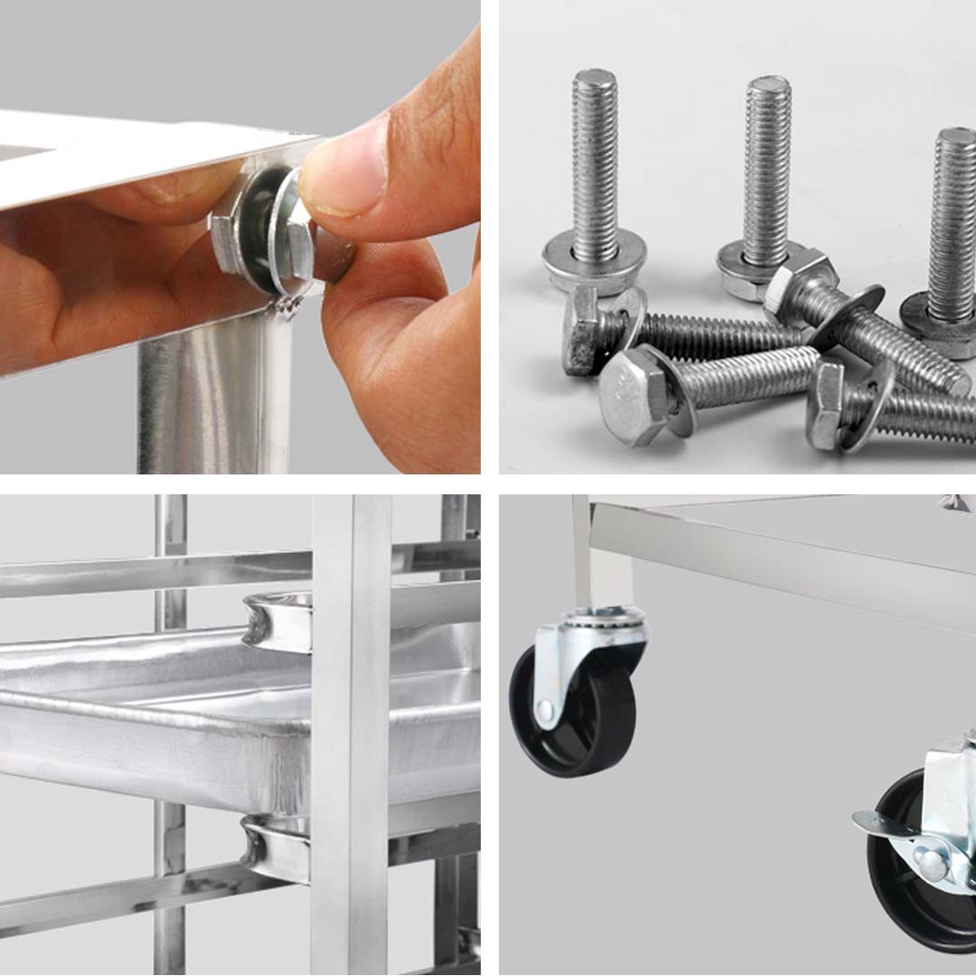 NNEAGS 2X Trolley 16 Tier Stainless Steel Bakery Trolley Suits GN 1/1 Pans