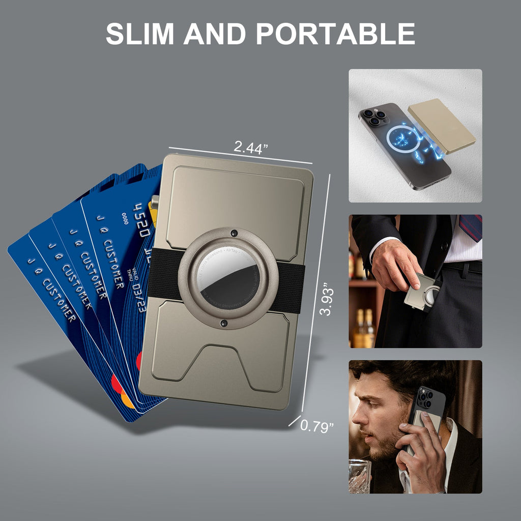 Minimalist Pop up Wallet with Money Clip, All Aluminum Slide Rfid Slim Card Holder