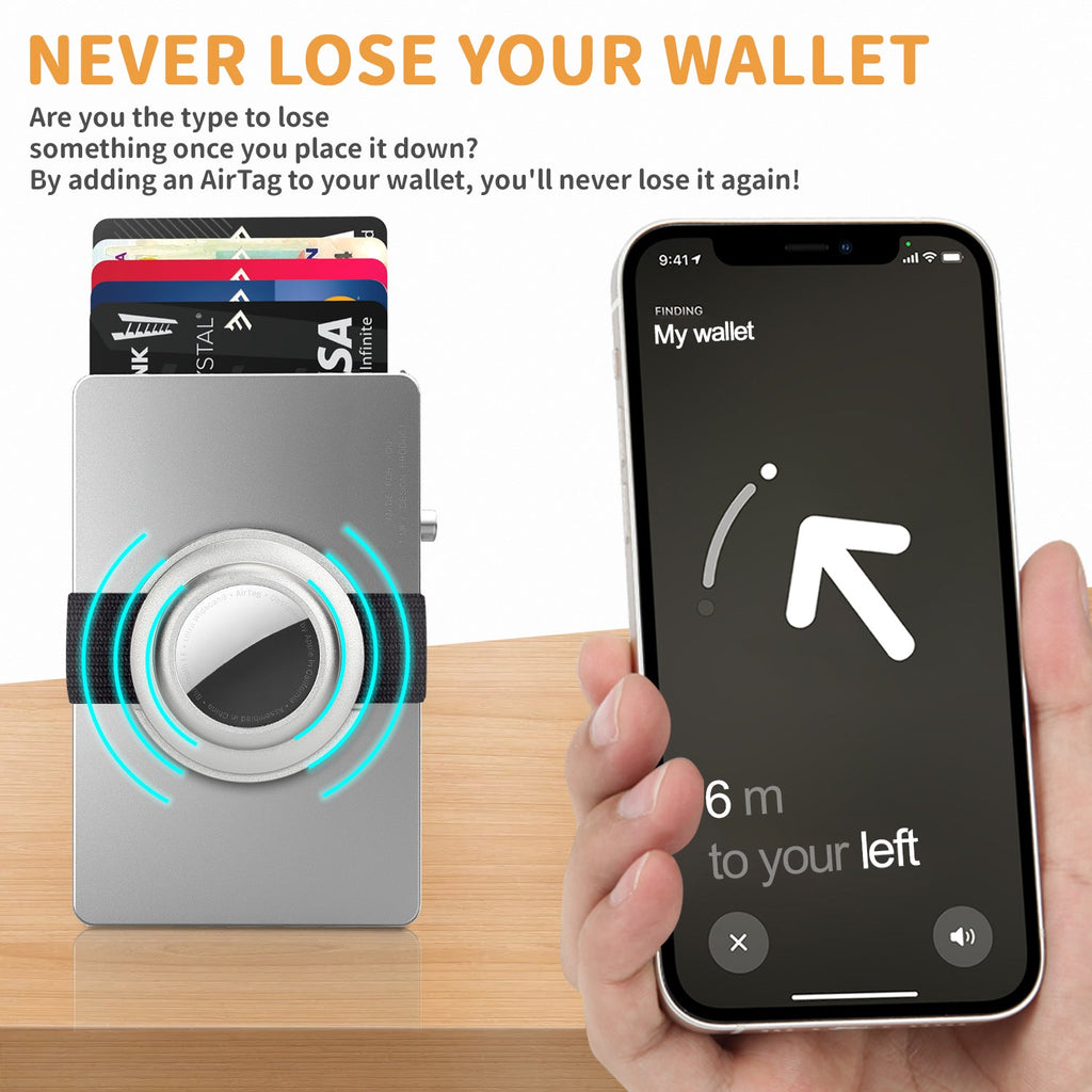 Minimalist Pop up Wallet with Money Clip, All Aluminum Slide Rfid Slim Card Holder