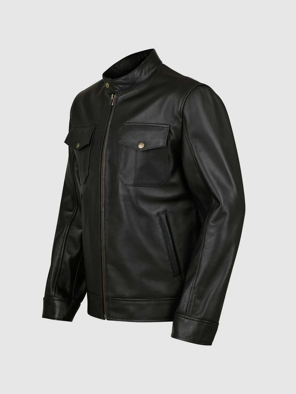 4 Pocket Black Leather Jacket
