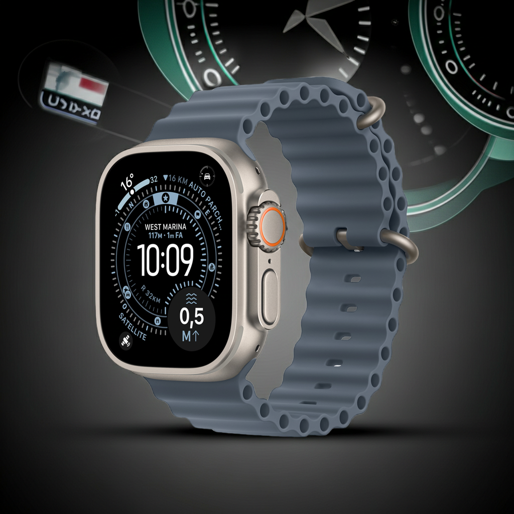 Apple Watch Ultra 3 49mm Titánium Cellular Ocean kék szíjjal (MEWH4QF/A)