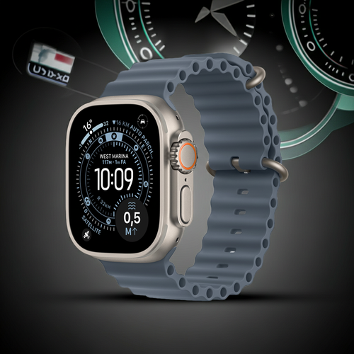 Apple Watch Ultra 3 49mm Titánium Cellular Ocean kék szíjjal (MEWH4QF/A)