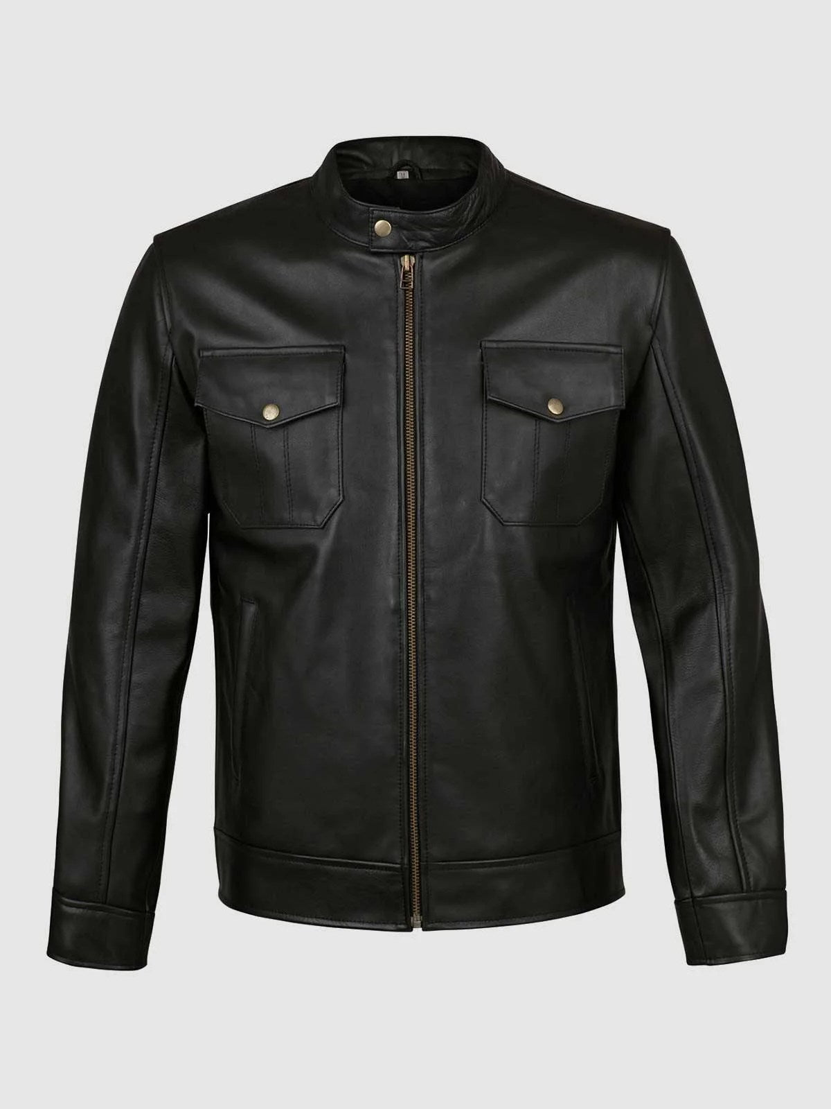 4 Pocket Black Leather Jacket
