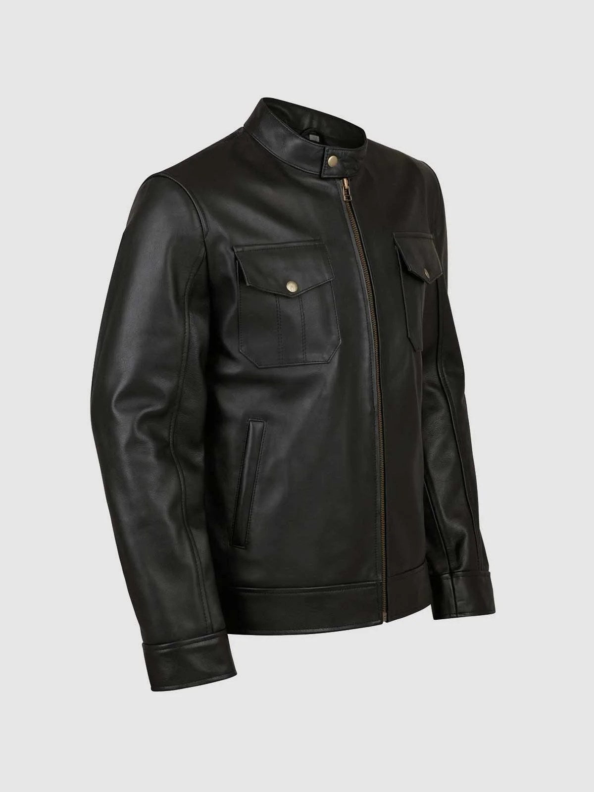 4 Pocket Black Leather Jacket
