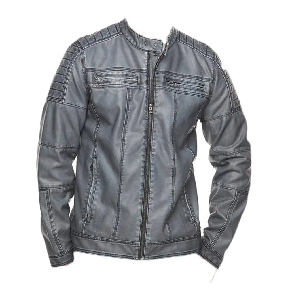 Mens Grey Waxed Fashion Jacket