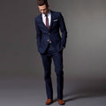 Navy blue 2-piece office suits for men