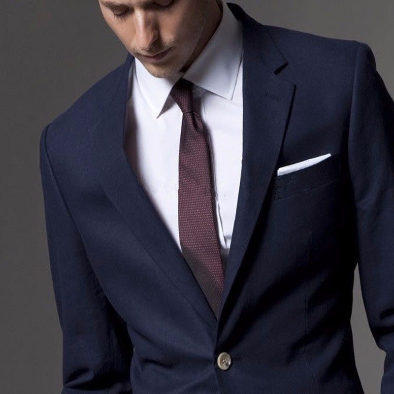 Navy blue 2-piece office suits for men