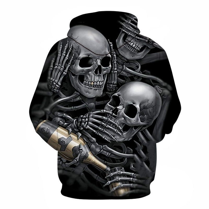 Men/Women 3d Hoodies Skulls Champagne Print  Hooded Hoodies Thin 3d Sweatshirts Hoody Autumn WintTops