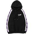 Men Side Letter Fleece Hooded Pullover Street Fashion Hip Hop