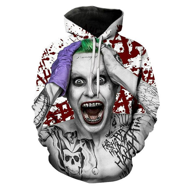 Joker 3D Hoodies Men Women Sweatshirts Badass Funny Printed Pullover Autumn Winter Brand Tracksuits Boy Hoodies