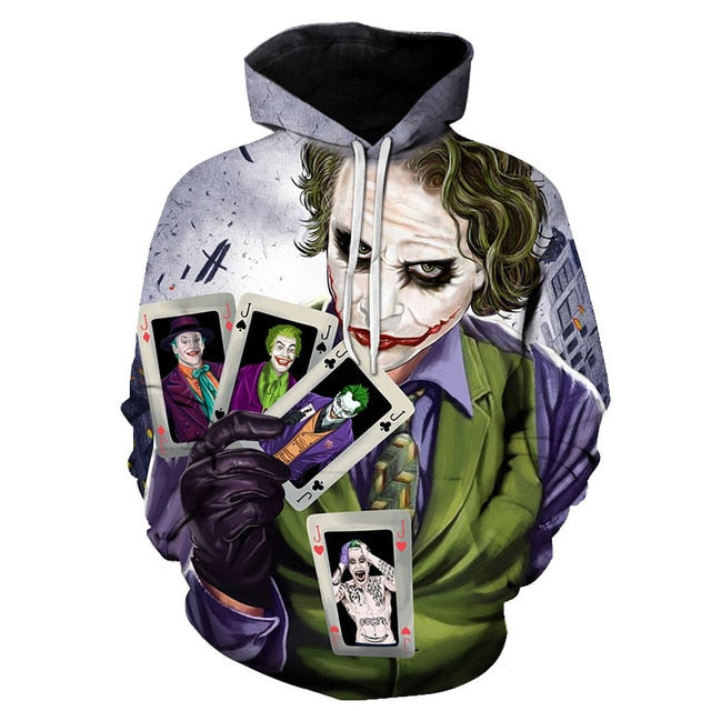 Joker 3D Hoodies Men Women Sweatshirts Badass Funny Printed Pullover Autumn Winter Brand Tracksuits Boy Hoodies