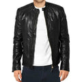 Men’s Slim Fit Black Leather Biker Jacket